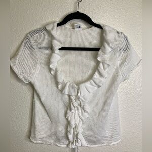 Wild Fable White Open Knit Shrug Cardigan Triple Tie Front Sz XL Angel Coquette